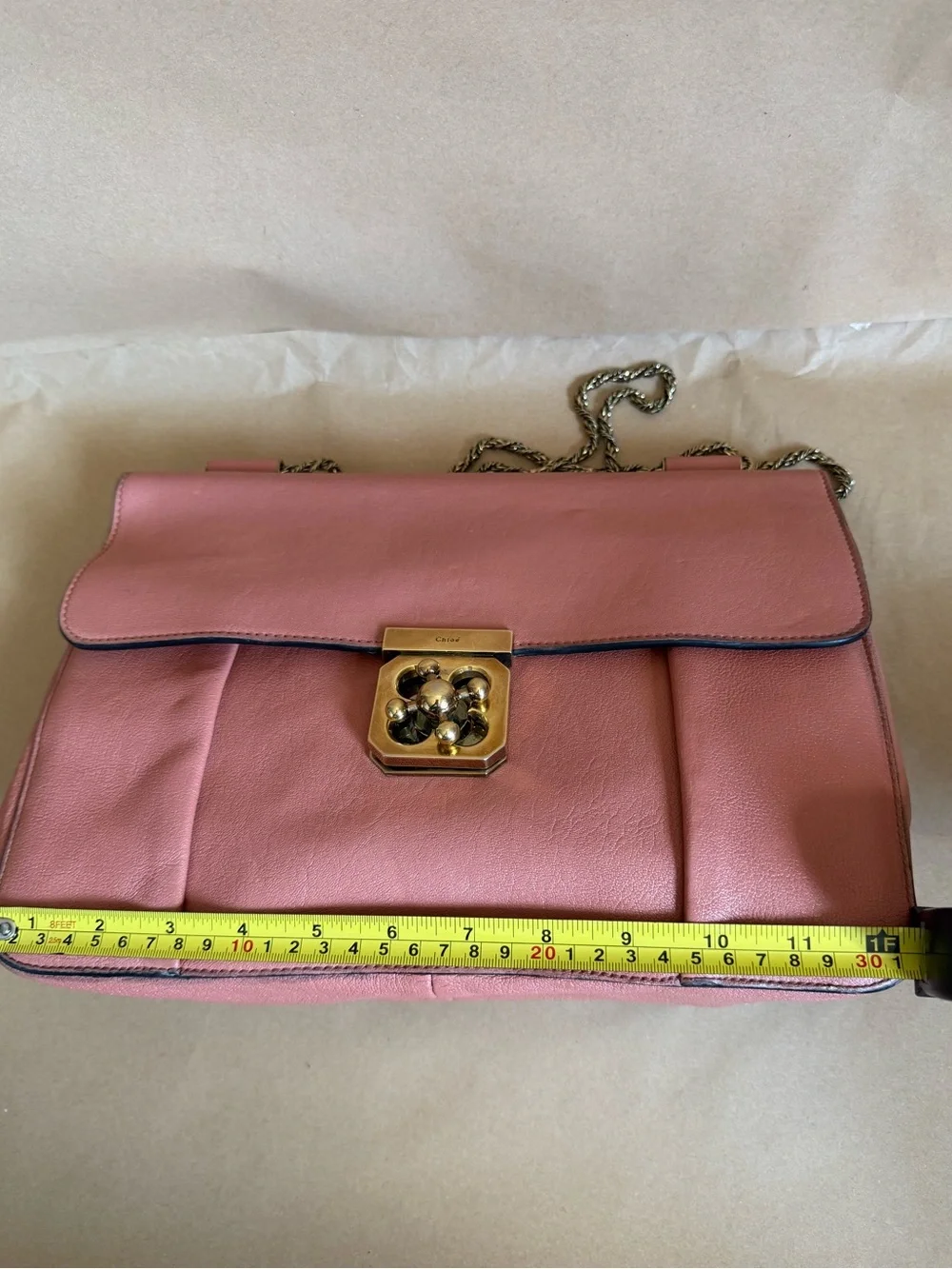Chloe Coral Orange Leather Large Elsie Shoulder Bag